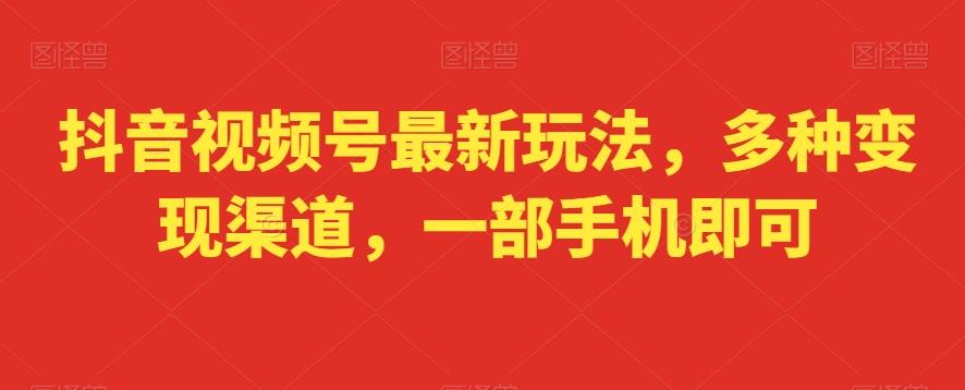 抖音视频号最新玩法，多种变现渠道，一部手机即可-搞个副业