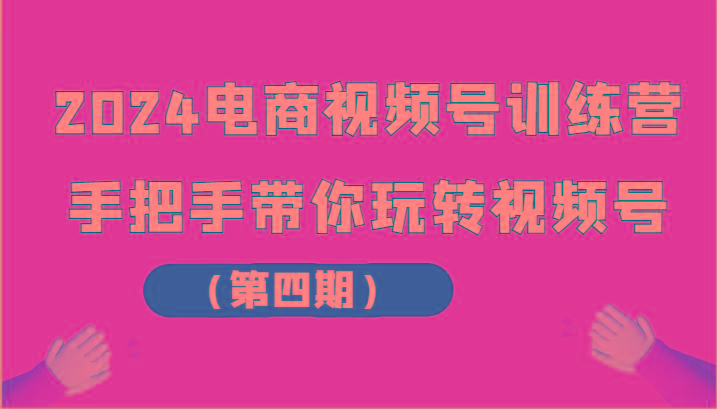 2024电商视频号训练营(第四期)手把手带你玩转视频号-搞个副业