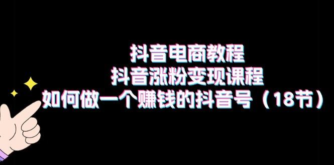 抖音电商教程：抖音涨粉变现课程：如何做一个赚钱的抖音号(18节-搞个副业