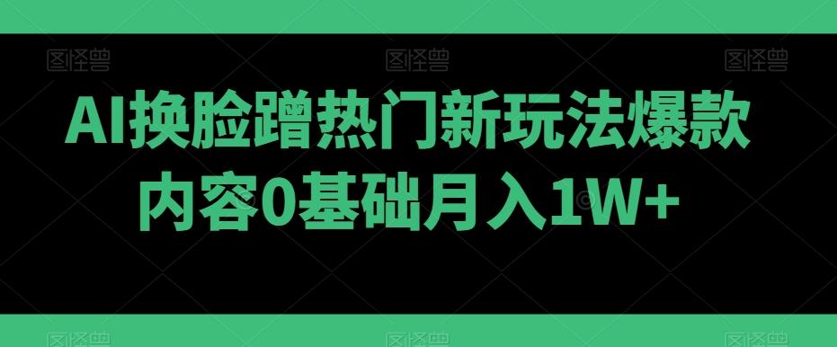 AI换脸蹭热门新玩法爆款内容0基础月入1W+-搞个副业