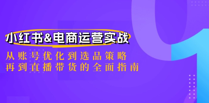 小红书&电商运营实战：从账号优化到选品策略，再到直播带货的全面指南-搞个副业