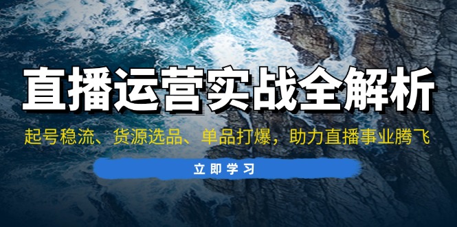 直播运营实战全解析：起号稳流、货源选品、单品打爆，助力直播事业腾飞-搞个副业