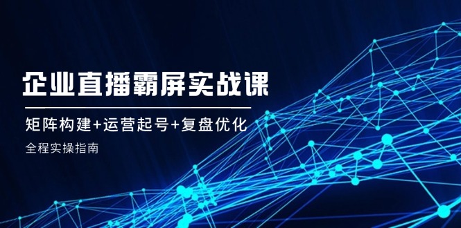 企 业 直 播 霸 屏实战课：矩阵构建+运营起号+复盘优化，全程实操指南-搞个副业