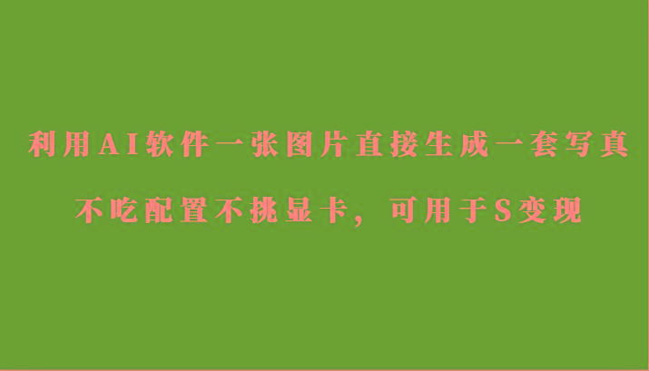 利用AI软件只需一张图片直接生成一套写真，不吃配置不挑显卡，可用于S变现-搞个副业