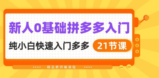 新人0基础拼多多入门，​纯小白快速入门多多(21节课-搞个副业
