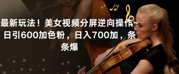 最新玩法！美女视频分屏逆向操作~日引600加色粉，日入700加，条条爆【揭秘】-搞个副业
