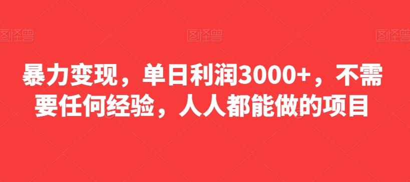 暴力变现，单日利润3000+，不需要任何经验，人人都能做的项目-搞个副业