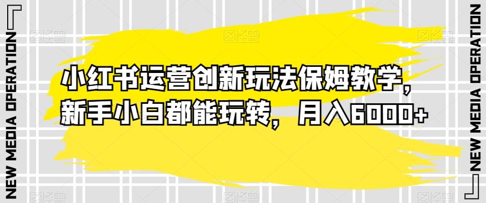 小红书运营创新玩法保姆教学，新手小白都能玩转，月入6000+【揭秘】-搞个副业
