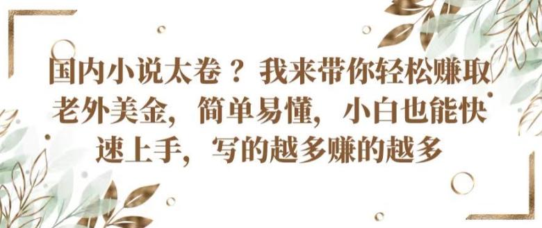 国内小说太卷 ?带你轻松赚取老外美金，简单易懂，小白也能快速上手，写的越多赚的越多【揭秘】-搞个副业
