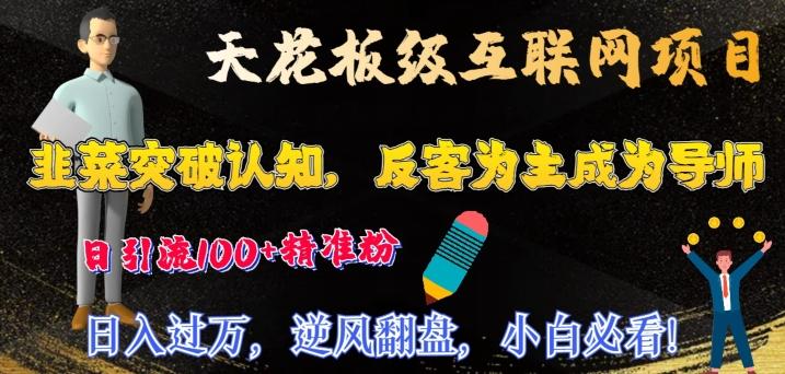 天花板级互联网项目，韭菜突破认知，反客为主成为导师，日引流100+精准粉-搞个副业