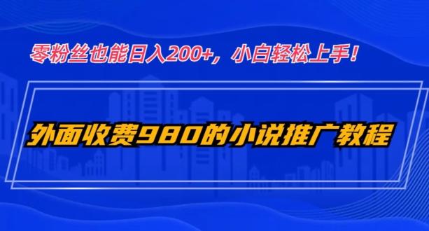 外面收费980的小说推广教程：零粉丝也能日入200+，小白轻松上手！-搞个副业