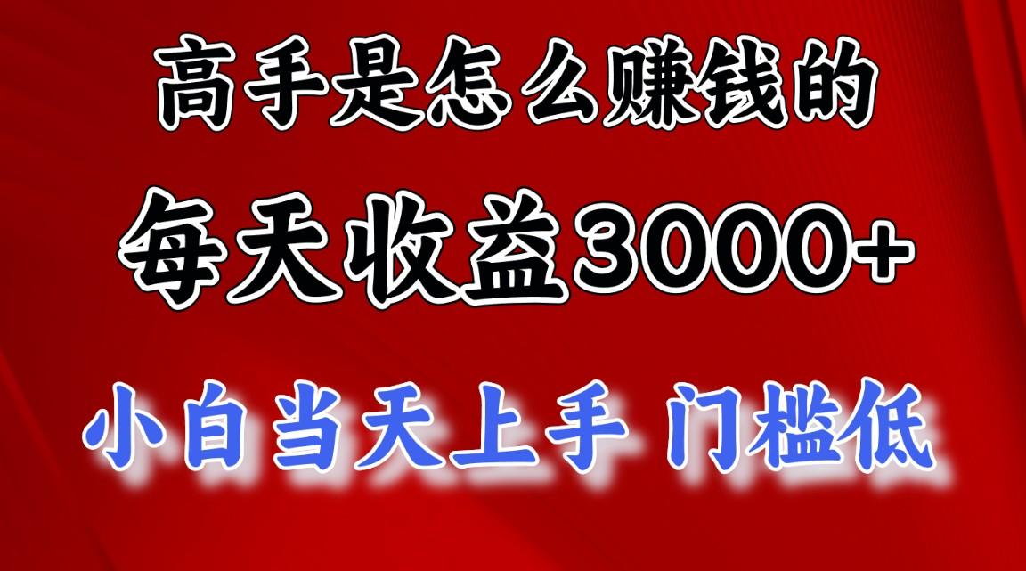 高手是怎么赚钱的，一天收益3000+ 这是穷人逆风翻盘的一个项目，非常稳…-搞个副业