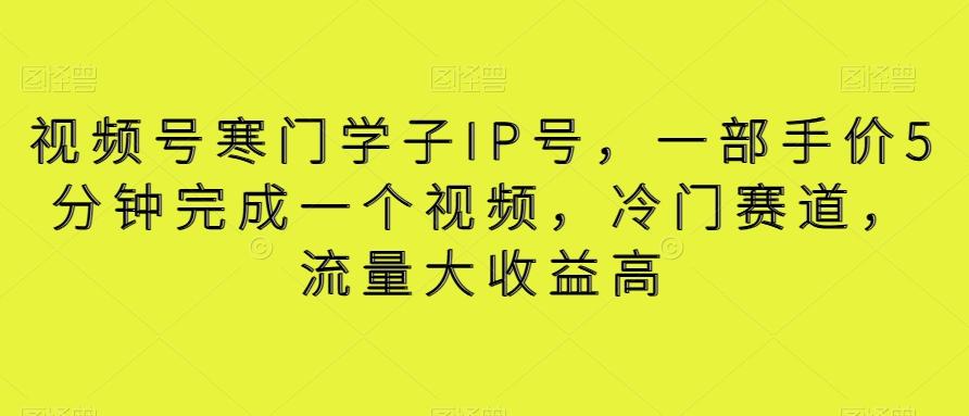 视频号寒门学子IP号，一部手价5分钟完成一个视频，冷门赛道，流量大收益高【揭秘】-搞个副业