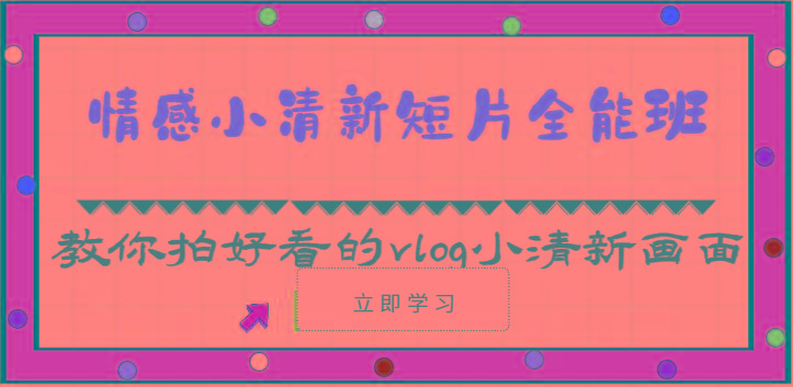 情感小清新短片全能班-教你拍好看的vlog小清新画面(30节课)-搞个副业