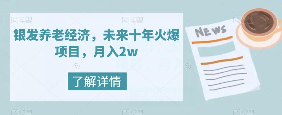 银发养老经济，未来十年火爆项目，月入2w【揭秘】-搞个副业
