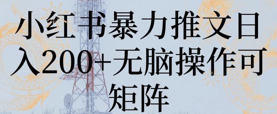 小红书暴力推文日入200+无脑操作可矩阵【揭秘】-搞个副业