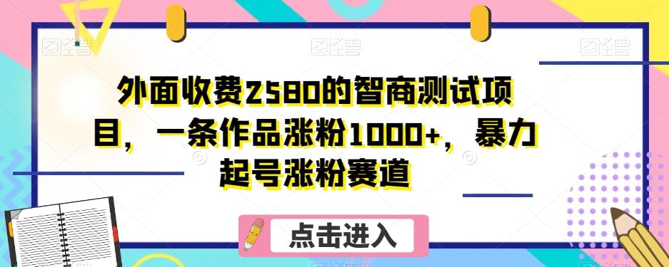 外面收费2580的智商测试项目，一条作品涨粉1000+，暴力起号涨粉赛道【揭秘】-搞个副业