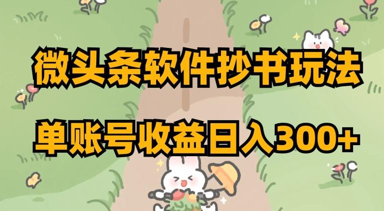 微头条软件抄书玩法，单账号收益日入300+【揭秘】-搞个副业