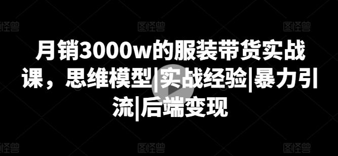 月销3000w的服装带货实战课，思维模型|实战经验|暴力引流|后端变现-搞个副业
