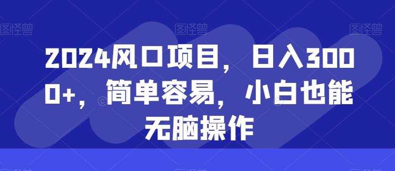2024风口项目，日入3000+，简单容易，小白也能无脑操作-搞个副业