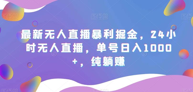 最新无人直播暴利掘金，24小时无人直播，单号日入1000+，纯躺赚-搞个副业