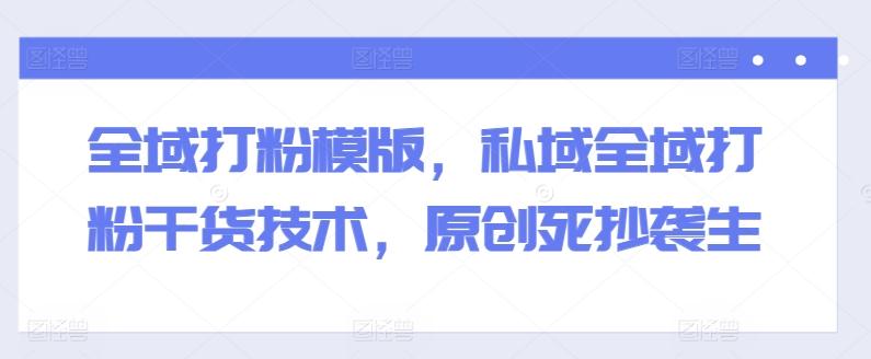 全域打粉模版，私域全域打粉干货技术，原创死抄袭生-搞个副业