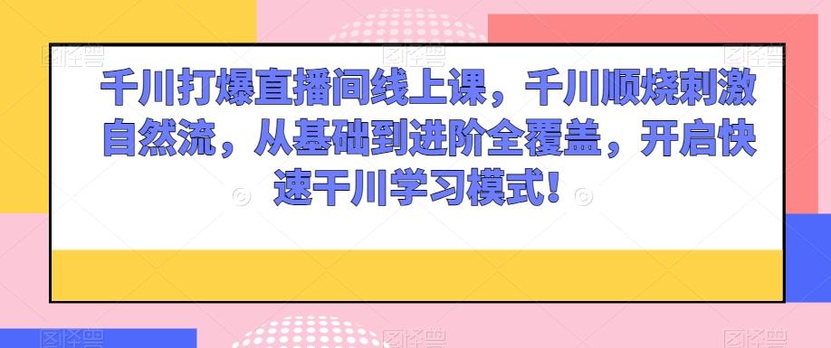 千川打爆直播间线上课，千川顺烧刺激自然流，从基础到进阶全覆盖，开启快速干川学习模式！-搞个副业