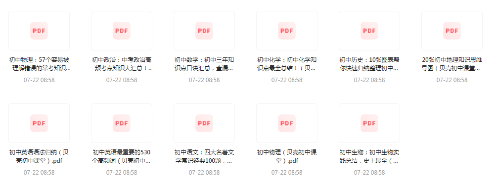 初中全科知识清单资料-搞个副业