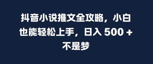 抖音小说推文全攻略，小白也能轻松上手，日入 5张+ 不是梦【揭秘】-搞个副业