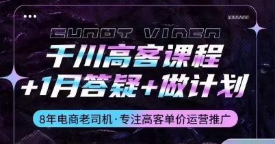 千川高客课程+1月答疑+做计划，详解千川原理和投放技巧-搞个副业