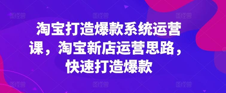 淘宝打造爆款系统运营课，淘宝新店运营思路，快速打造爆款-搞个副业