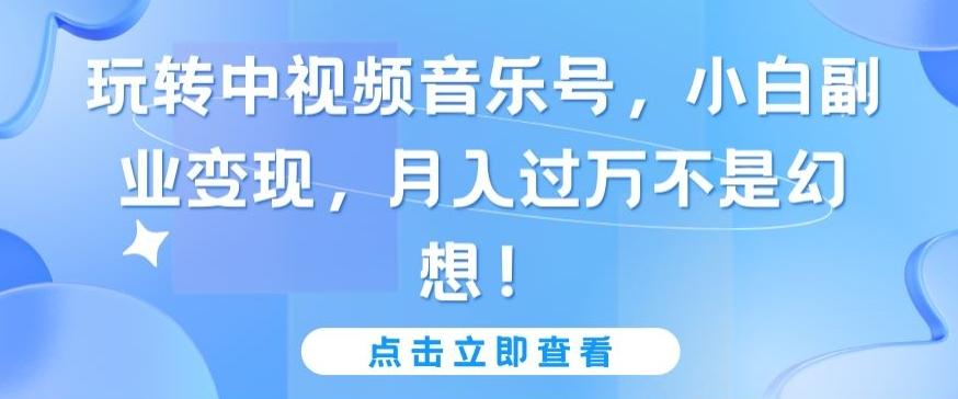 玩转中视频音乐号，小白副业变现，月入过万不是幻想【揭秘】-搞个副业
