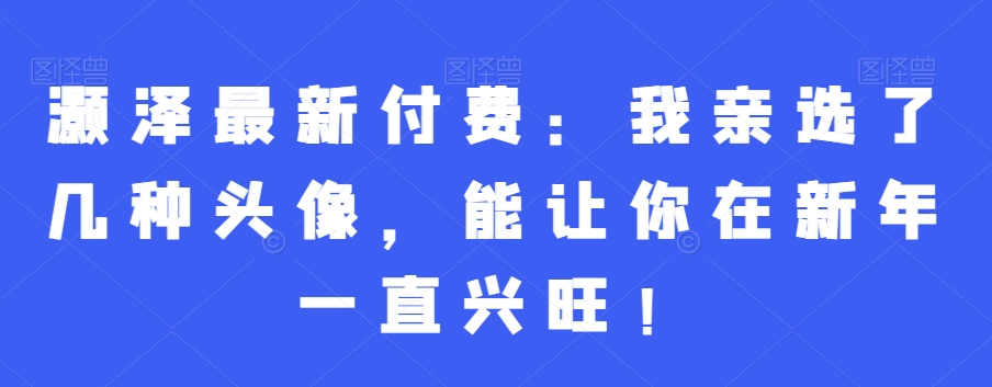 灏泽最新付费：我亲选了几种头像，能让你在新年一直兴旺！-搞个副业