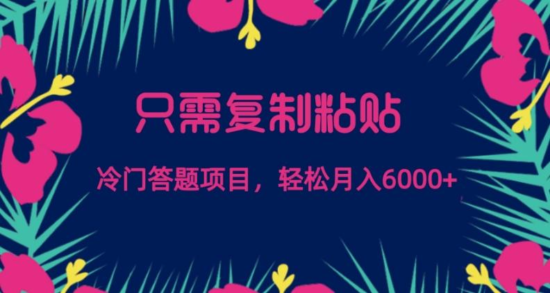 只需复制粘贴，冷门答题项目，轻松月入6000-搞个副业