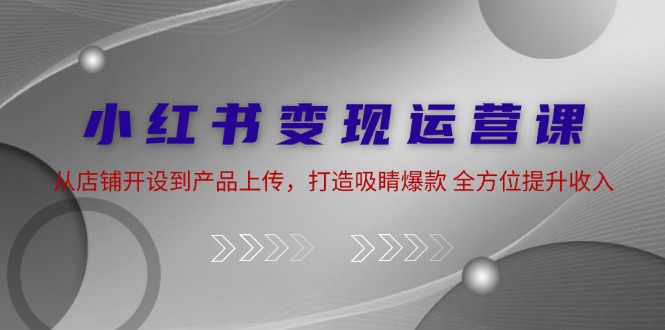 小红书变现运营课：从店铺开设到产品上传，打造吸睛爆款 全方位提升收入-搞个副业