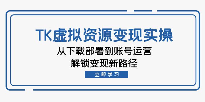 TK虚拟资料变现实操：从下载部署到账号运营，解锁变现新路径-搞个副业