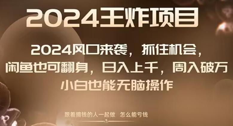 2024风口项目来袭，抓住机会，闲鱼也可翻身，日入上千，周入破万，小白也能无脑操作-搞个副业