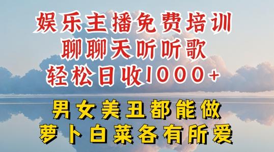娱乐主播免费培训聊聊天听听歌轻松日收1K+，男女美丑都能做萝卜白菜各有所爱【揭秘】-搞个副业