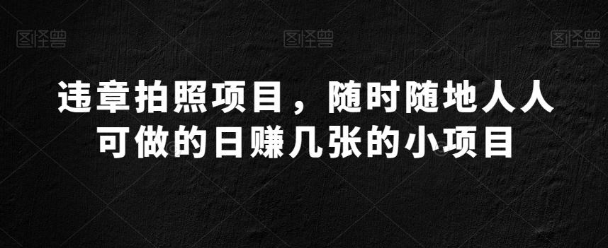 违章拍照项目，随时随地人人可做的日赚几张的小项目-搞个副业