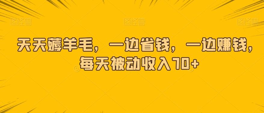 天天薅羊毛，一边省钱，一边赚钱，每天被动收入70+-搞个副业
