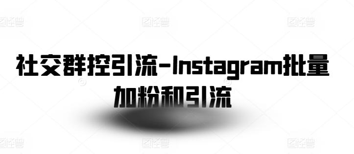 社交群控引流-Instagram批量加粉和引流-搞个副业
