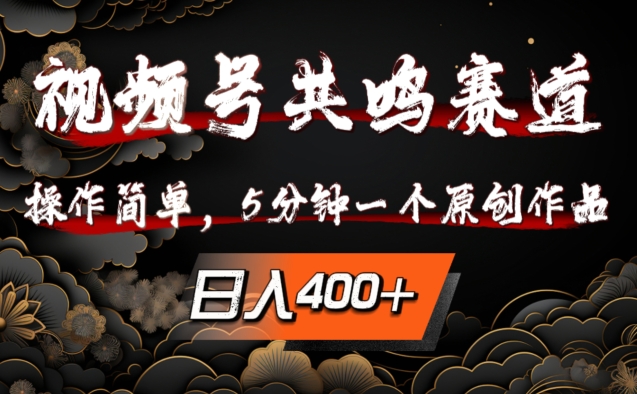 视频号共鸣赛道，操作简单，5分钟1个原创作品，日入几张【揭秘】-搞个副业