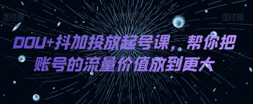 DOU+抖加投放起号课，帮你把账号的流量价值放到更大-搞个副业