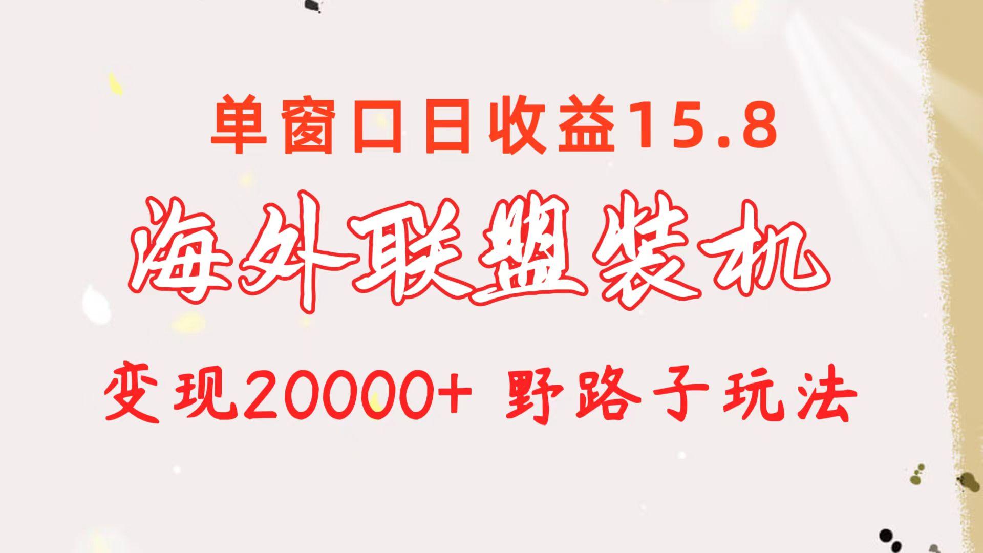 海外联盟装机 单窗口日收益15.8  变现20000+ 野路子玩法-搞个副业