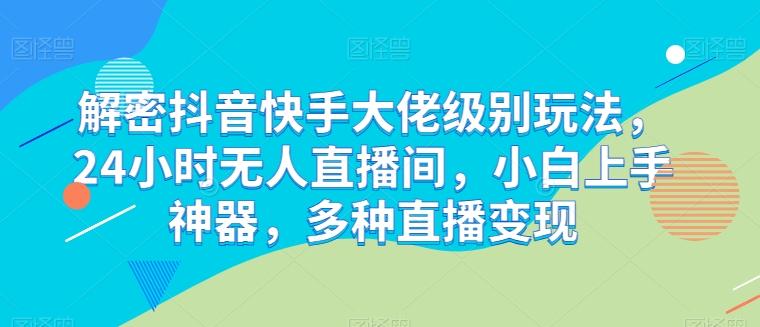 解密抖音快手大佬级别玩法，24小时无人直播间，小白上手神器，多种直播变现【揭秘】-搞个副业