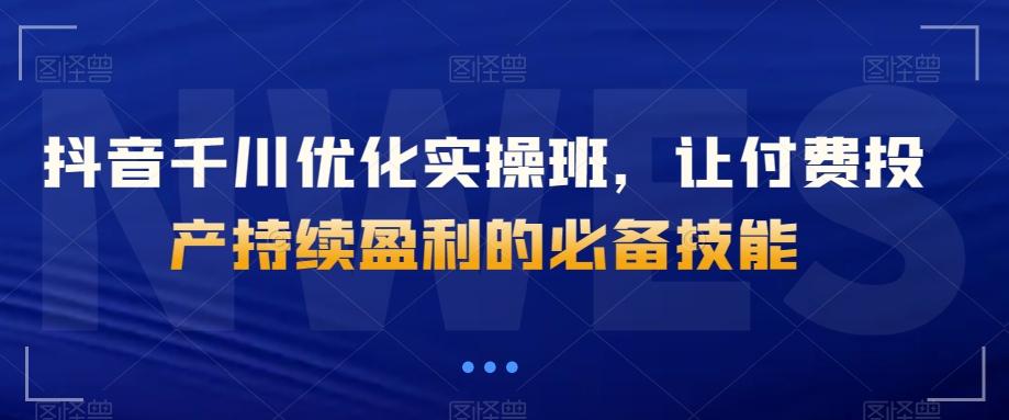 抖音千川优化实操班，让付费投产持续盈利的必备技能-搞个副业