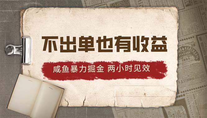 2024咸鱼暴力掘金，不出单也有收益，两小时见效，当天突破500+-搞个副业