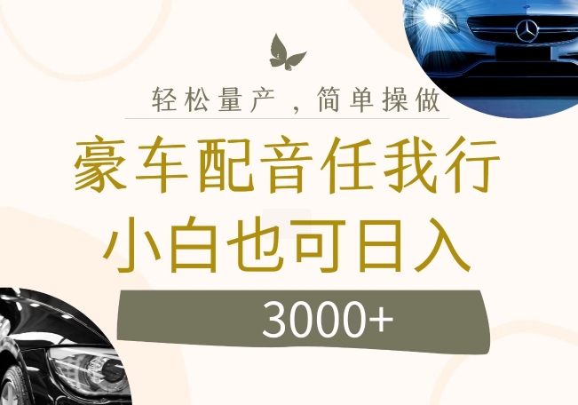 不为人知的暴力小项目，豪车配音，日入几张【揭秘】-搞个副业