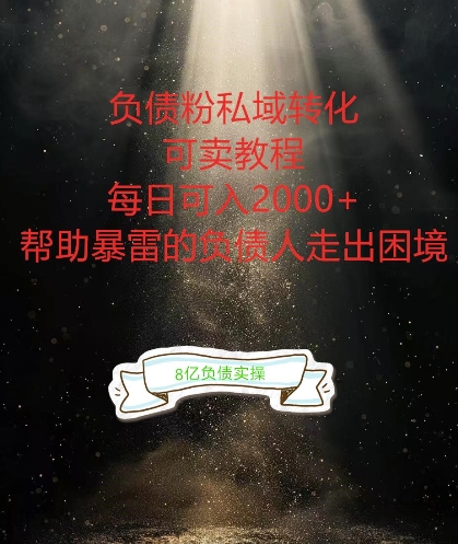 负债粉掘金计划，帮助负债者解决问题，债务规划，债务重组，最好的变现方式【揭秘】-搞个副业