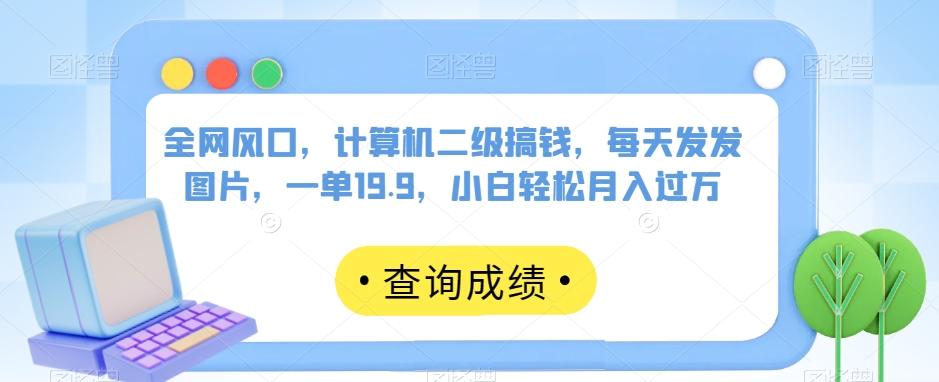 全网风口，计算机二级搞钱，每天发发图片，一单19.9，小白轻松月入过万【揭秘】-搞个副业